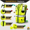 thumbnail image 3 of KwikSafety (Charlotte, NC) RoadBOSS Economy Safety Vest (Solid Reflective Tape) Class 2 High Visibility ANSI OSHA Heavy Duty Surveyor Construction Mesh HiVis Zipper Men Work Gear | Yellow XL, 3 of 6