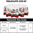 thumbnail image 2 of Merry Christmas Tablecloth Round 60 Inch Snowman Winter Table Cloth Washable Black Red Buffalo Plaid Snowflake Christmas Table Cover for Kitchen Dinner Room Holiday Party Indoor Outdoor Home Decor, 2 of 6