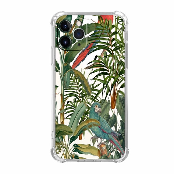 Parrots in Jungle Clear Case for iPhone 11 Pro,Transparent Soft TPU Bumper Full Cover Case