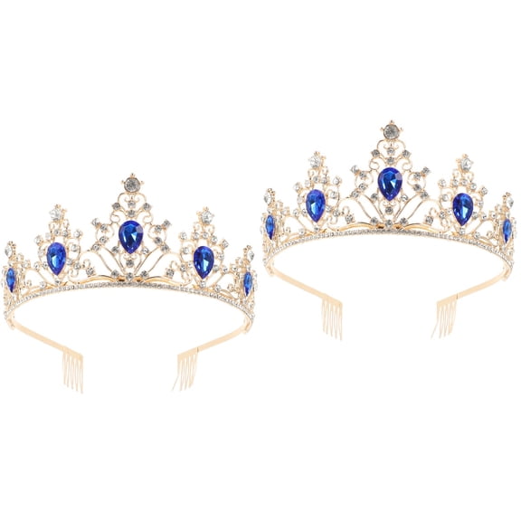 MLINS 2 Pieces Tiara Crown Hair Accessory Elegant Headpiece Miss Bride 16X13CM Blue