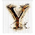 thumbnail image 3 of Ambesonne Letter Y Shower Curtain, Burning Grunge, 69"Wx70"L, Tan Black Orange, 3 of 3