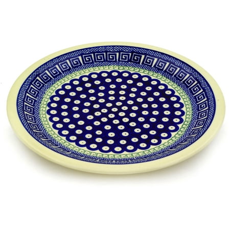

Polish Pottery 10¾-inch Dinner Plate (Grecian Peacock Theme) Hand Painted in Boleslawiec Poland + Certificate of Authenticity