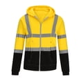 thumbnail image 5 of Hi Vis Hoodies for Men High Visibility Work Safety Sweatshirts Full Zip Black Bottom Reflective Construction Hoodie, 5 of 6