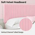 thumbnail image 2 of 4 EVER WINNER Queen Size Bed Frame, Queen Size Upholstered Platform Bed Frame with Vertical Channel Tufted Headboard, Pink Queen Bed Frame, Pink, 2 of 8