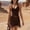 Brown, variant on Women's Sleeveless Western Mini Dress with Backless V-Neck & Tassel Ruffles