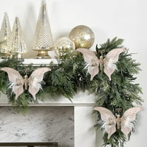 Glitter Butterfly Christmas Ornaments, Red White Champagne Gold Butterfly with Feathers Ornaments for Wedding Wreaths Floristry Festive and Christmas Tree Hanging Decorations