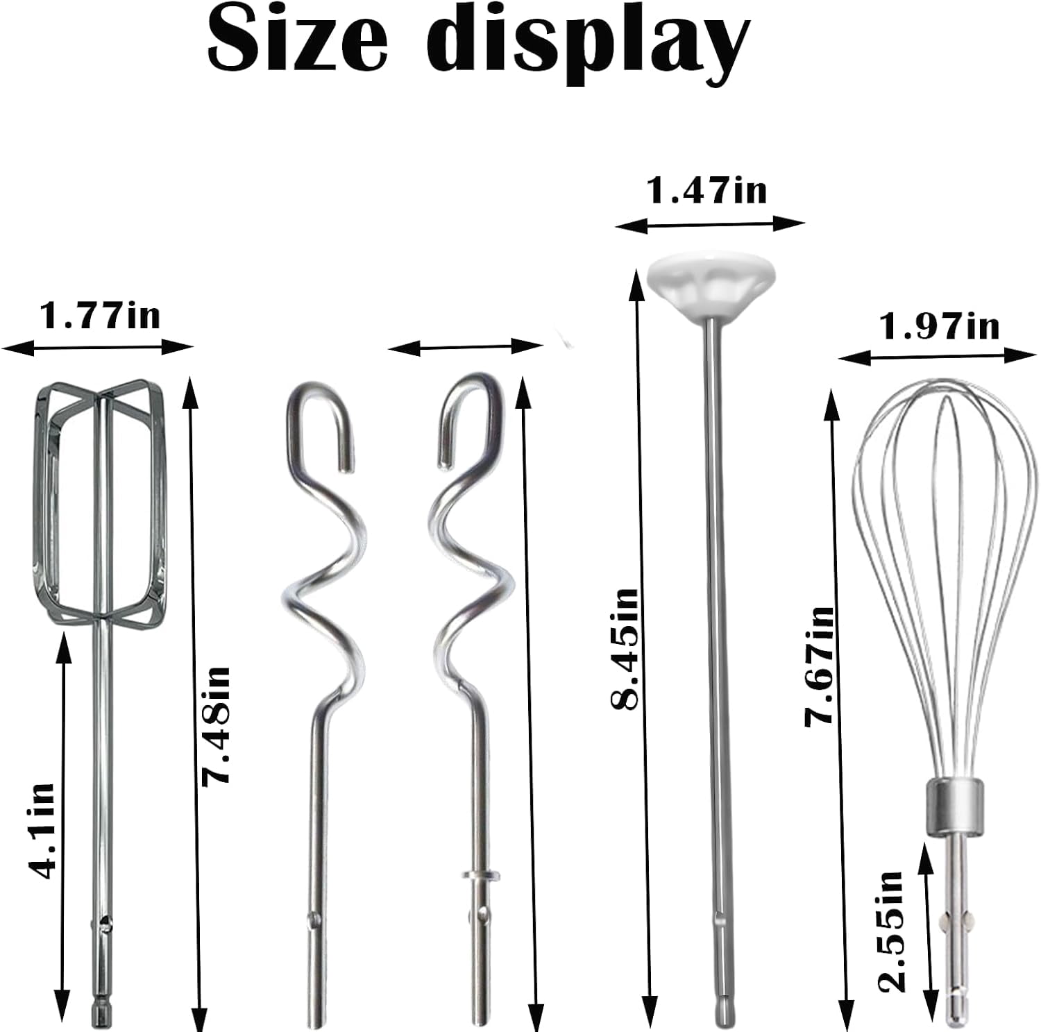 FRKSMD-6 Pack Hand Mixer Attachments Beater Compatible with Kitchenaid Hand Mixer Includes Dough Hook Beaters Mixing Rod Stainless Steel Hand Mixer Accessories for KHM3 KHM5 KHM7 KHM9