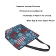 thumbnail image 3 of Open Top Canvas Tote Bag with Zipper Reusable Shopping Bag 13.5x15" Roomy Carryall Red Butterflies and Flags, 3 of 9