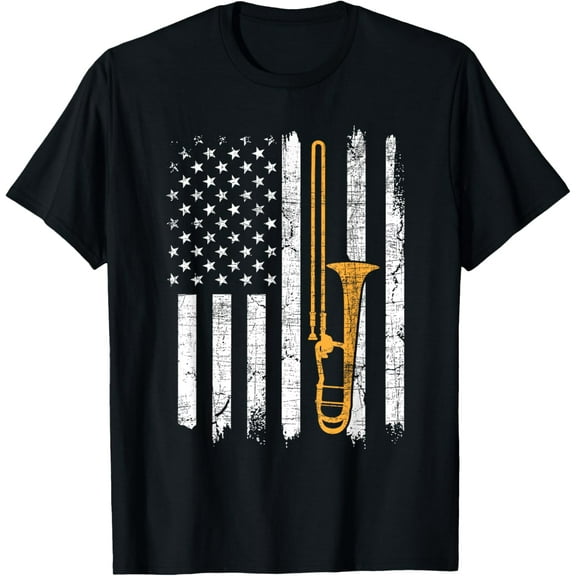 USA American Flag Trombone - Trombonist Music Lover T-Shirt mens t shirt,black,women,funny,misfits,men,journey