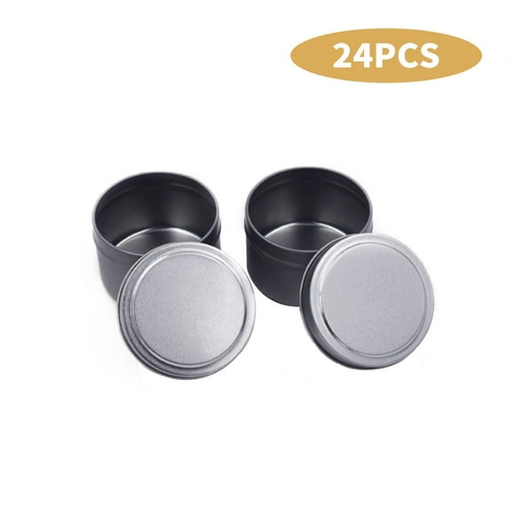 Injueey 24 Uds 4 onzas Universal plata redonda cosmética bálsamo tarro botella contenedor lata para de velas de cera Artesanía Injueey HA019245-00