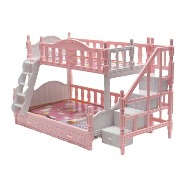 Litera De Casa De Muñecas, Simulación Hermosa Litera En Miniatura Interactiva Estilo Europeo Para Muebles De Casa De Muñecas