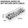 thumbnail image 2 of Caja de almacenamiento del cable de carga del cargador: caja de conexiones de 2 piezas [modelo básico de 8 rejillas] + cinturón de administración de cables de silicona de 2 piezas [paquetes de 10] Ofspeizc CPB-US-WZY138-3, 2 of 5