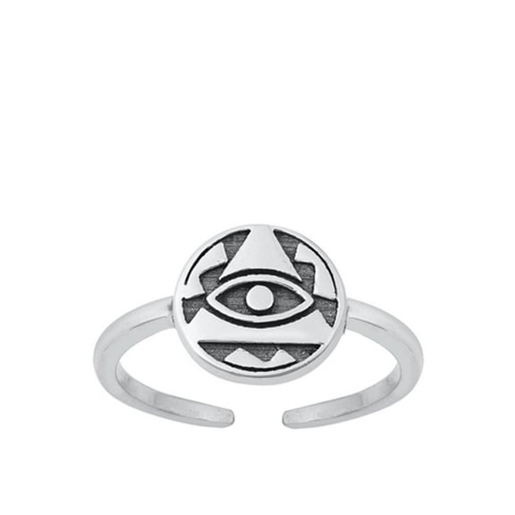 Sterling Silver All Seeing Eye of Providence Toe Ring Adjustable Midi Band Jewelry Female Unisex