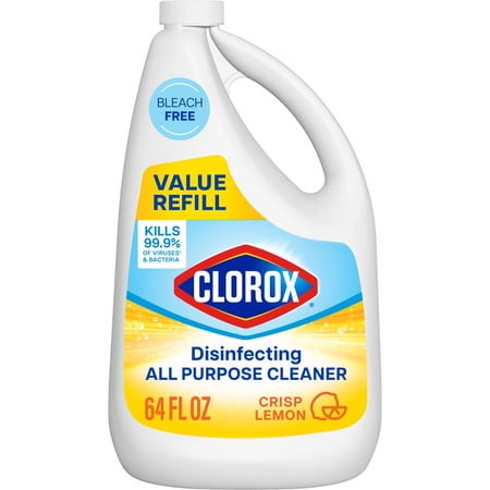 Clorox Disinfecting All Purpose Cleaner, Bleach Free, Crisp Lemon, Refill, 64 fl oz
