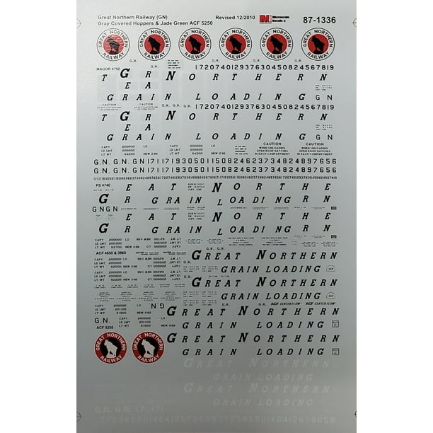 Microscale Model Railroad/Train Decals HO Scale Great Northern Covered