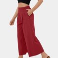 thumbnail image 7 of GaThRRgYP Wide Leg Dress Pants for Women High Waisted,Women's Wide Leg Pants Elastic High Waisted Casual Solid Color Trousers Work Suit Pants with Pockets Wine XL, 7 of 7