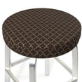 thumbnail image 3 of Pofeuu Brown Moroccan Trellis Print Round Bar Stool Covers - Super Soft and Washable Elastic Stool Cushion Slipcover Easy Clean Velvet-12 inch, 3 of 7
