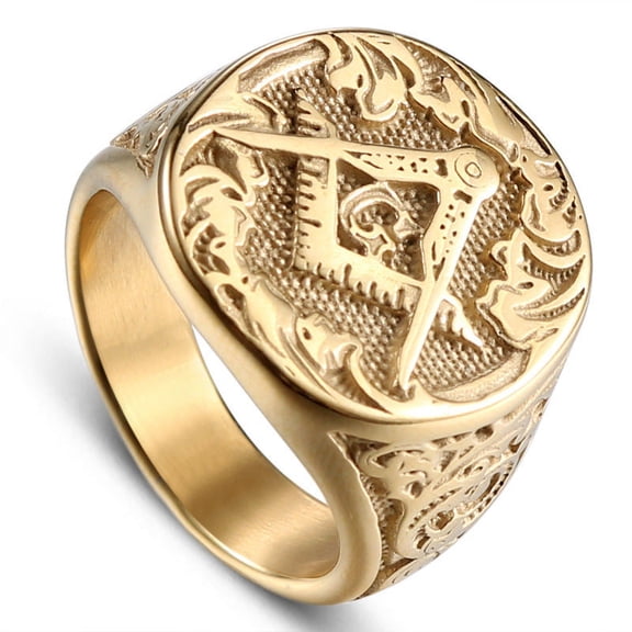 Men's Vintage Punk Ring Geometric Alloy Electroplated Gold Band Europe and America Inspired Fashion Jewelry Gift for Him Men or Teens Number 6 7 8 9 10