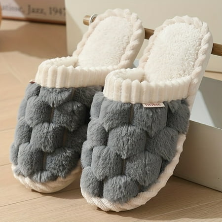 

SZRCYQ Winter Plush Closed Toe Slip-ons: Cozy Soft Sole Fuzzy Shoes