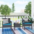 thumbnail image 6 of MEISSALIVVE 3 Pieces Outdoor Patio Furniture Set, Small Wicker Bistro Conversation Set for Porch and Balcony, All Weather PE Rattan Chairs with Table, Backyard Garden Furniture (Blue), 6 of 7