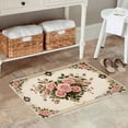 thumbnail image 2 of FJPT Non Slip Flannel Polyester Floor Mat With Rose Floral Design For Bathroom Kitchen Bedroom Decor 31.5x19.7 inch, 2 of 5