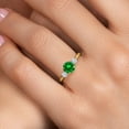 thumbnail image 4 of Gem Stone King 10K Yellow Gold Green Created Emerald and White Moissanite 3-Stone Ring for Women | 1.20 Cttw | Round 6MM | Gemstone May Birthstone | Size 6, 4 of 6