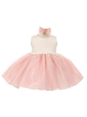 Product Image Good Girl Baby Girls Pink Off-White Tulle Adorned Flower Girl Dress 6-24M