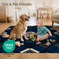 thumbnail image 4 of ODIKA 3'x5' Ultra-Soft Throw Mat, Boho Mosaic Interlocking Geometric Motifs Pile Abstract Navy Large Refined None Washable, Bare feet friendly, Easy Care Indoor rug for Bedside, Vanity, 4 of 7