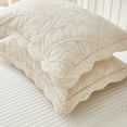 thumbnail image 3 of MarCielo  2-Piece 100% Cotton Embroidered Quilted Pillow Shams Natural Beige - King, 3 of 5