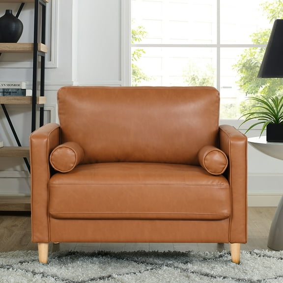 Lifestyle Solutions Lorelei Oversized Chair, Caramel Faux Leather