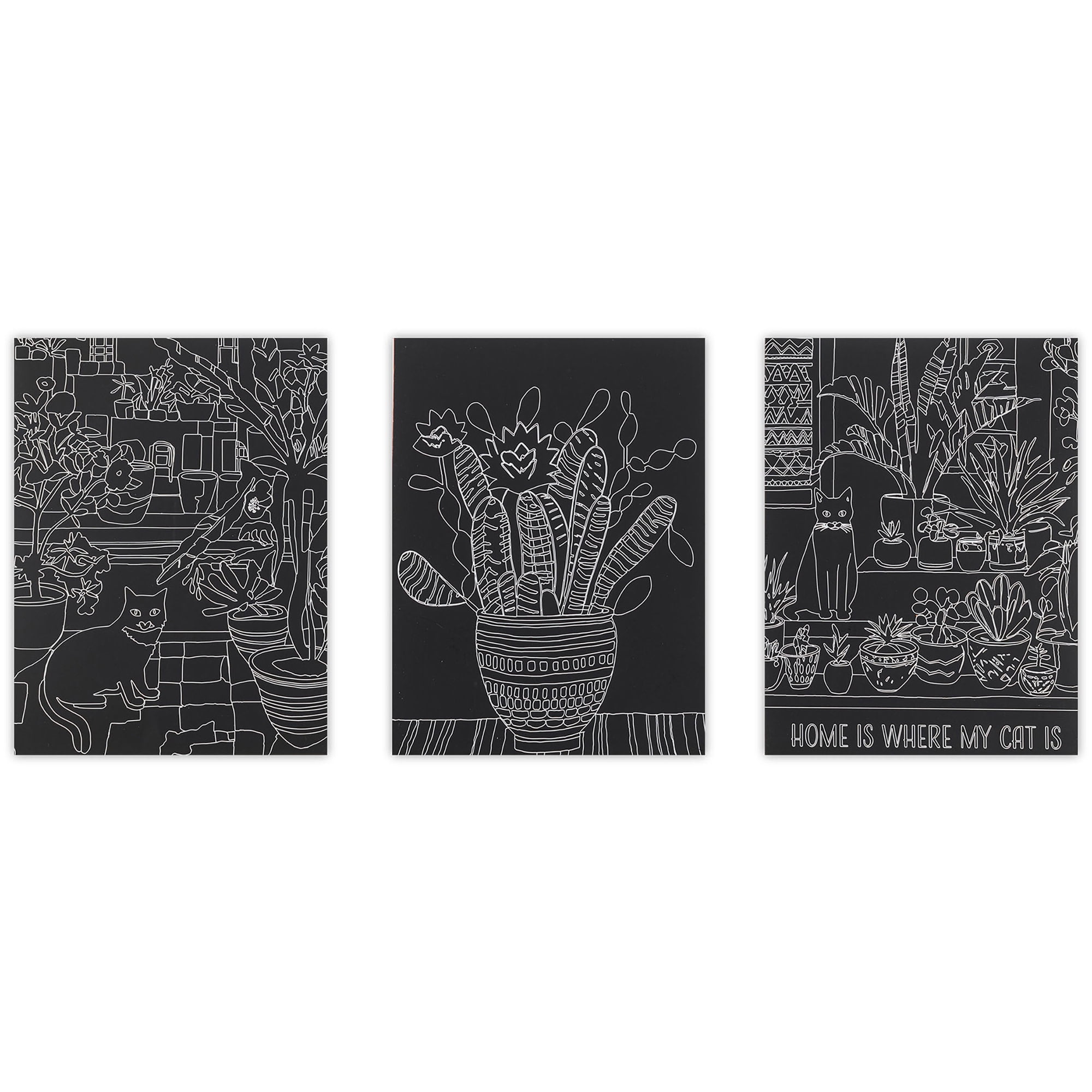 Brea Reese: Scratch Art Paper Pad - Cozy Cats - 6 Designs, Guided Art, Metallic Accents, Dual-Tip Stylus & Brush, 9x12" Pages, Adult Craft