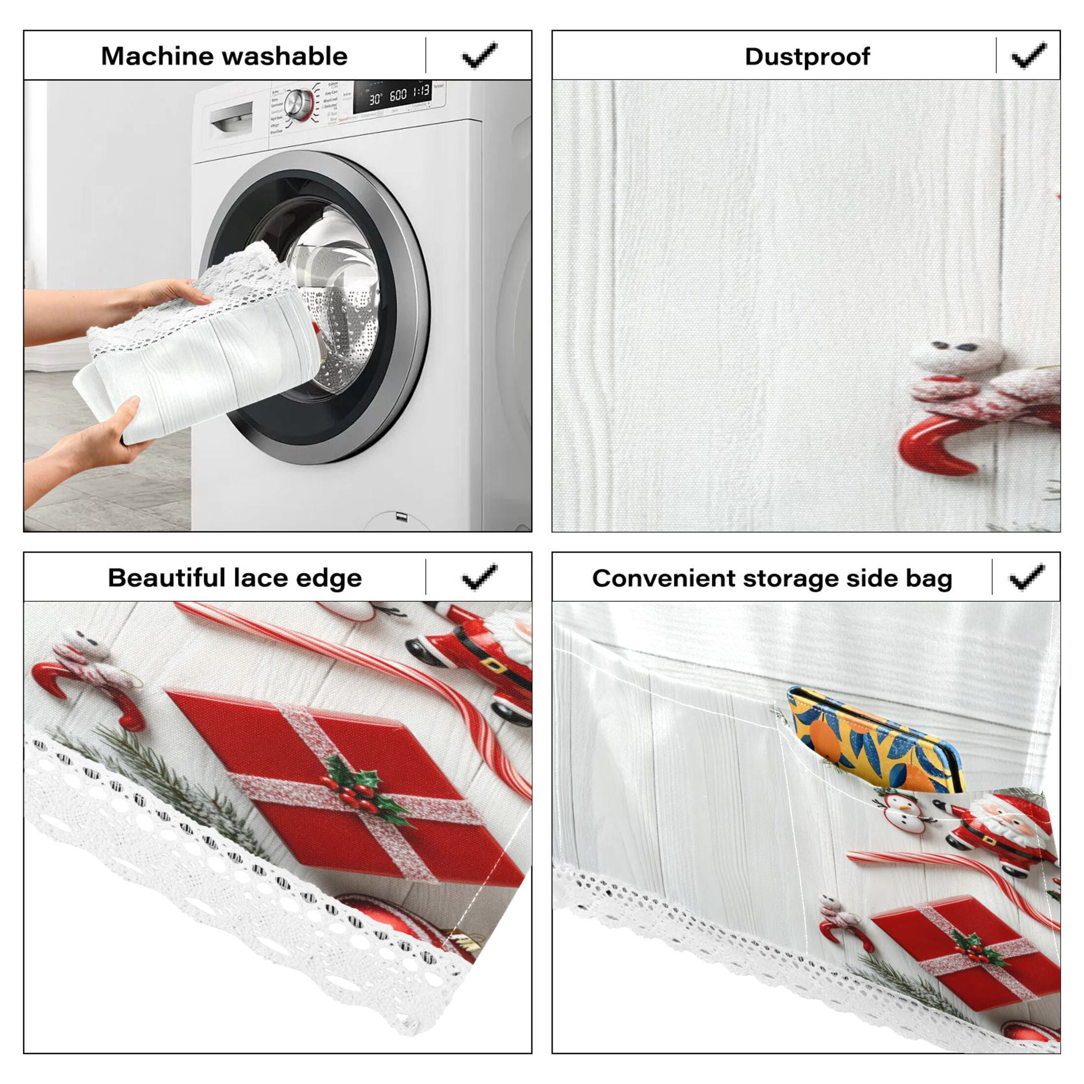 Christmas Background Washer and Dryer Covers Dust-Proof and Oil Resistant Fridge Cover with 4 Storage Pockets Washing Machine Top Cover for Laundry Kitchen Home 51.2 x 22 In