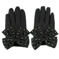 thumbnail image 1 of MesaSe Motorcycle Women Rivets Bow Solid Color Faux Leather Gloves Full Finger Mittens, 1 of 11