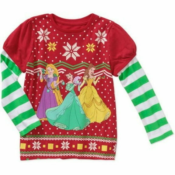 Disney Princesses Jasmine Rapunzel Belle Long Sleeve T Shirt Girl Size 5T