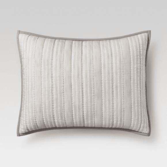 Gray Stitched Stripe Pillow Sham - Threshold