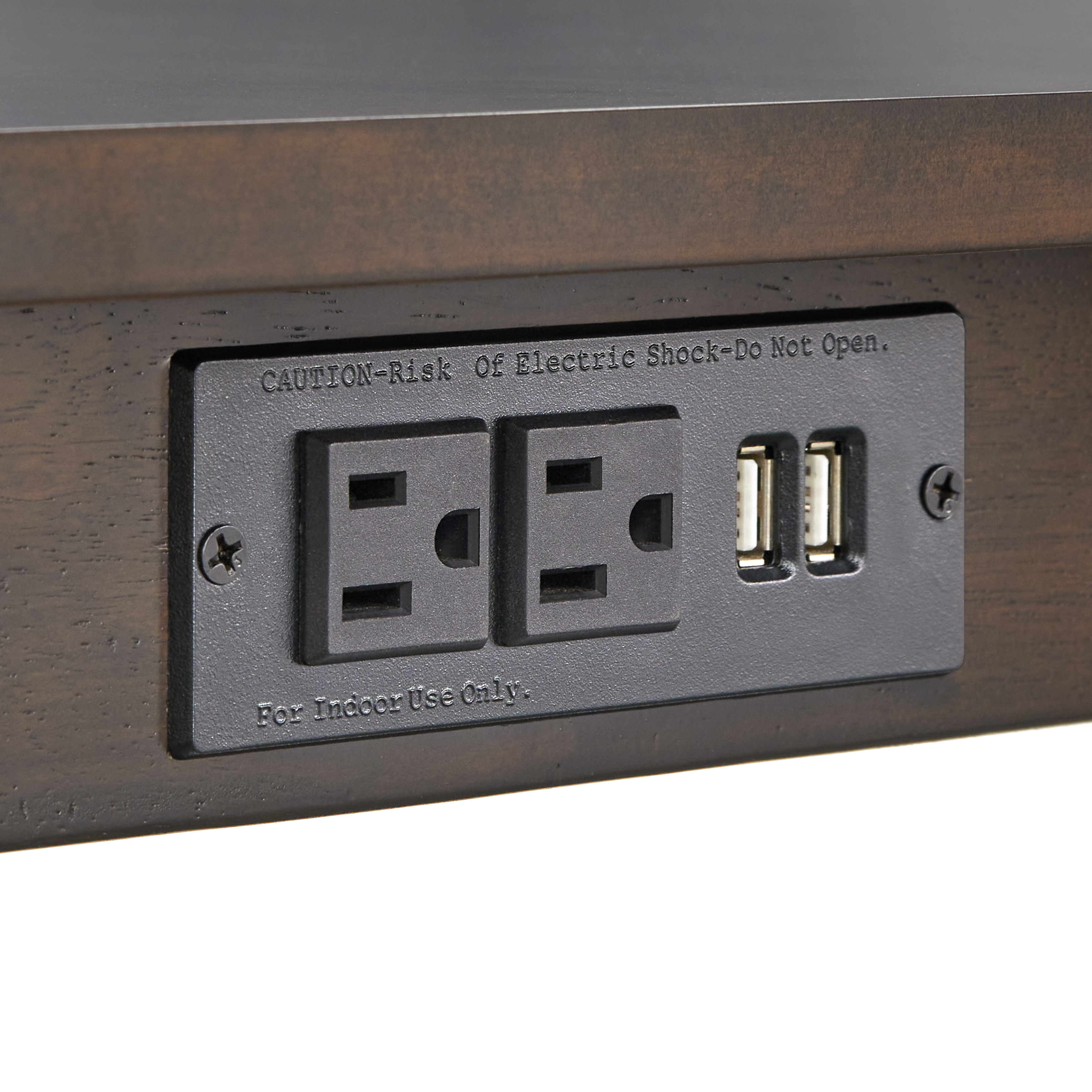 TMS Ruston Rectangular Dining Room Table with USB Ports, Espresso Brown