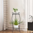 thumbnail image 2 of VECELO 2 Tier Plant Stand, Heavy Duty Metal Planter Holder, Indoor Outdoor Round Potted Supports Rack for Garden Patio Living Room Corner Balcony, Black, 2 of 9