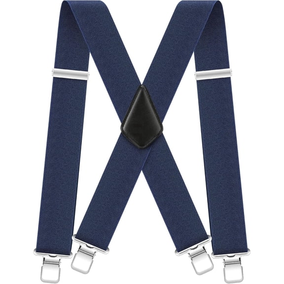 Men's 2 Inch Wide X Style Suspenders, High Elastic Adjustable Work Braces with Strong Clips