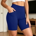 thumbnail image 2 of TEAJOPSUU Women's Biker Shorts with Pockets High Waisted Tummy Control Stretchy Shorts for Workout Volleyball Gym Blue, 2 of 7