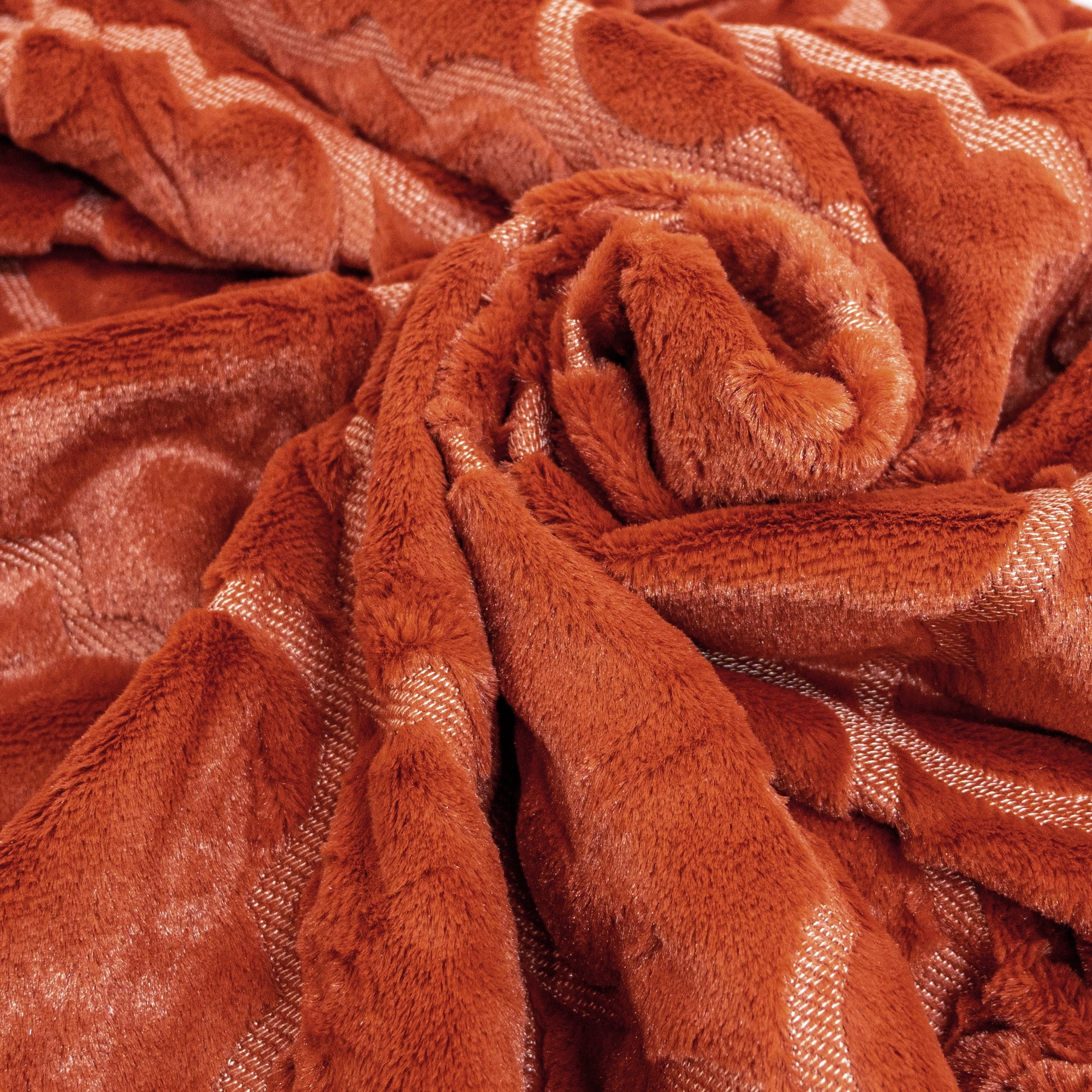 Home Soft Things Ogee Tatami Faux Fur & Pillow Cover Set - Burnt Orange - 50" x 60"/18" x 18"