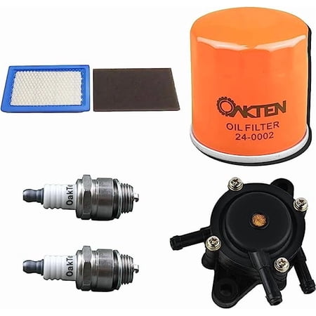 OakTen Air Filter Oil Filter Spark Plug Fuel Pump Pack with 11013-7017 49065-2001 49065-2057 49040-7001 BPMR6A for Kawasaki Engine FH381V FH430V