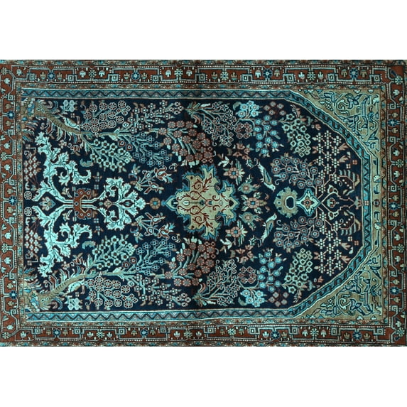Ahgly Company Indoor Rectangle Persian Light Blue Traditional Area Rugs, 8' x 10'