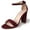 Wine Vegan Suede, variant on J. Adams Shirley High Silver Comfortable Heels for Women | Open Toe Ankle Strap Block Sandal
