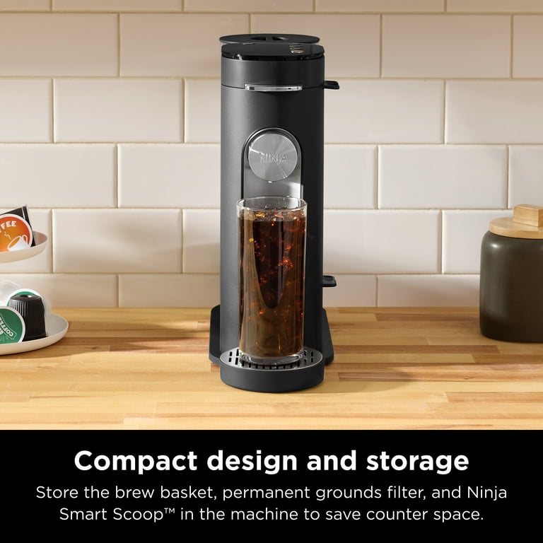 Ninja Pb040 Pods & Grounds Single-Serve Coffee Maker, K-Cup Pod Compatible, 56 oz. Reservoir, 6 oz. Cup to 24 oz. Travel Mug Brew Sizes, Iced Coffee