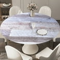 thumbnail image 3 of Round Fitted Tablecloth with Elastic Edge - 35-44 Inch Light Blue Gray Wood Grain Waterproof Outdoor Table Cover for Patio, Picnic, Garden Party & Indoor Dining Decor, 3 of 5
