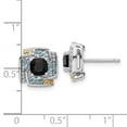 thumbnail image 3 of Auriga Fine Jewelry Sterling Silver with 14K Gold Onyx and Swiss Blue Topaz Stud Earrings for Women, 3 of 4