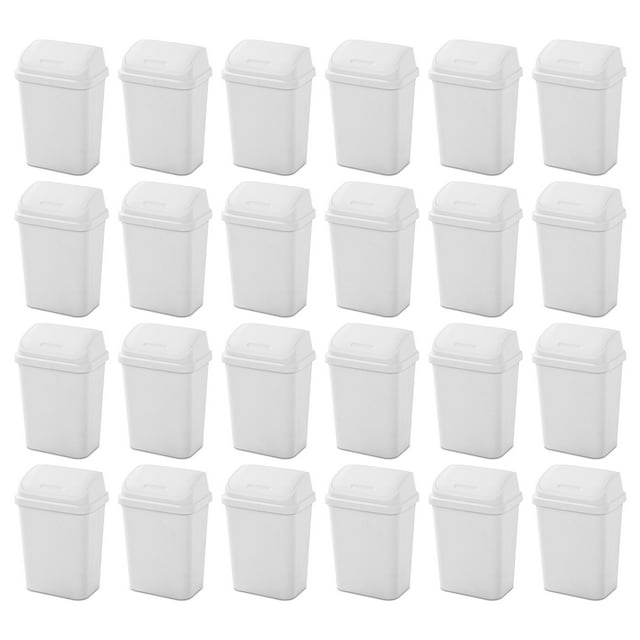 Sterilite 7.8 Gallon SwingTop Kitchen Wastebasket Trash Can, White(24 Pack)