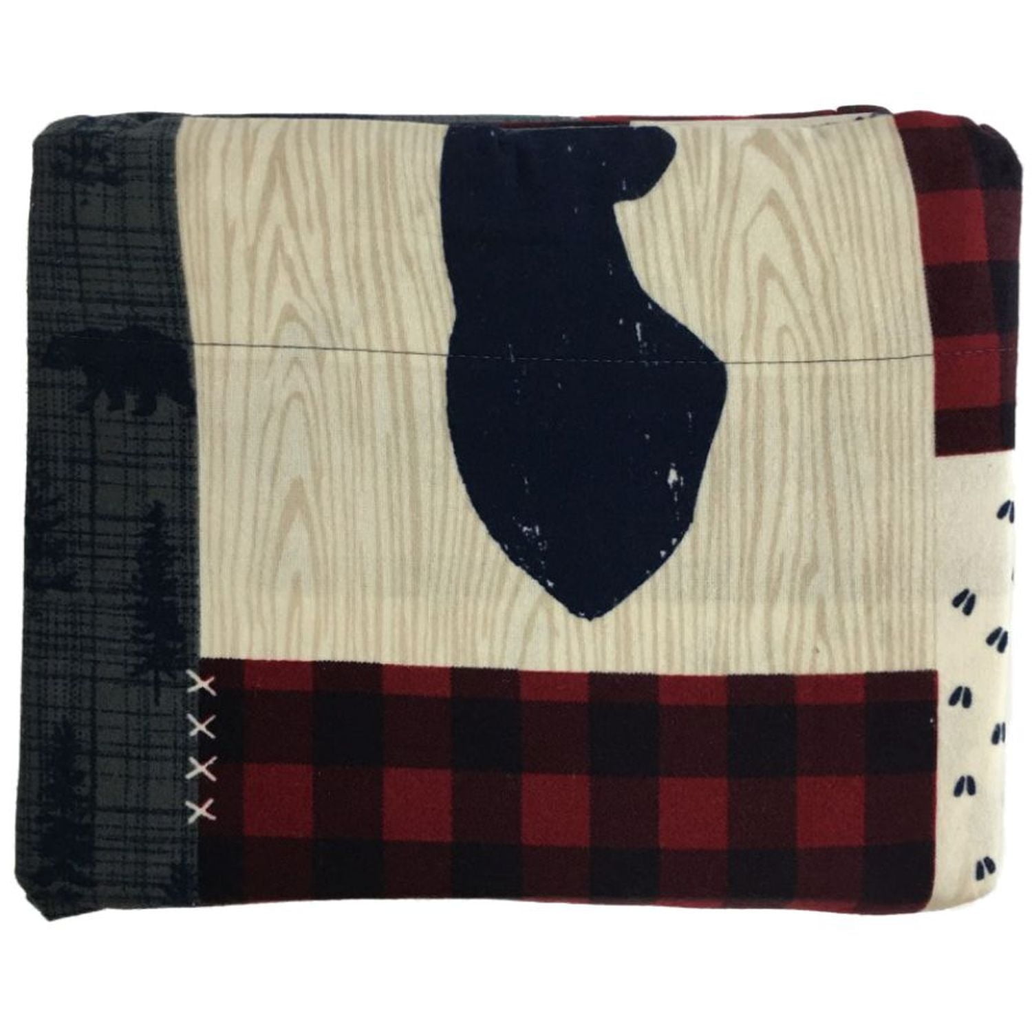 Cuddl Duds Lodge Patchwork Cabin Flannel Sheet Set Queen Size Plaid Check New 