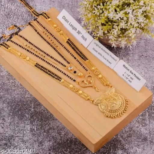 Traditional Gold-Plated Bridal Mangalsutra Set with Earrings Indian Wedding Jeweley For Womens