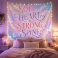 thumbnail image 2 of SOFT HEART STRONG SPINE Quote on Pink and Purple Clouds with Stars, Dreamy Celestial for Teen Girls, Motivational Wall Art, Graduation Gift Tapestry Wall Hanging for Dorm and Bedroom, 2 of 7